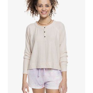 $48 Roxy Women’s Take It Home Rib Knit T-Shirt Long Sleeves Size L